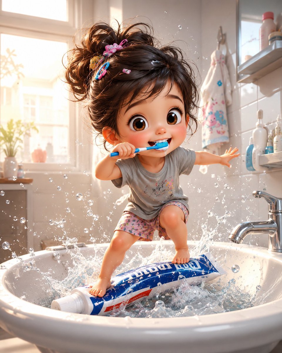 3D illustration of a cute toddler girl