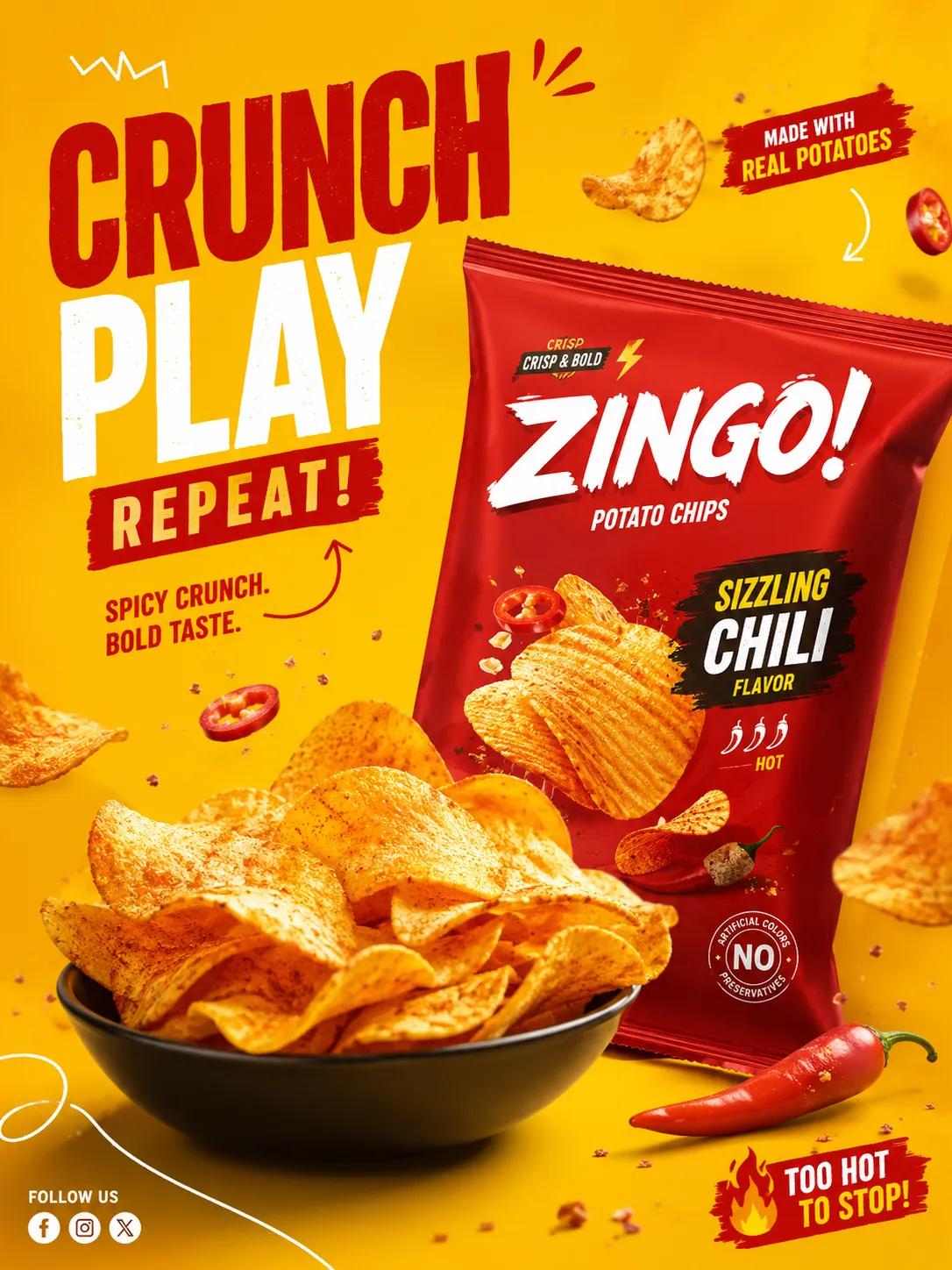 vibrant modern snack advertising poster