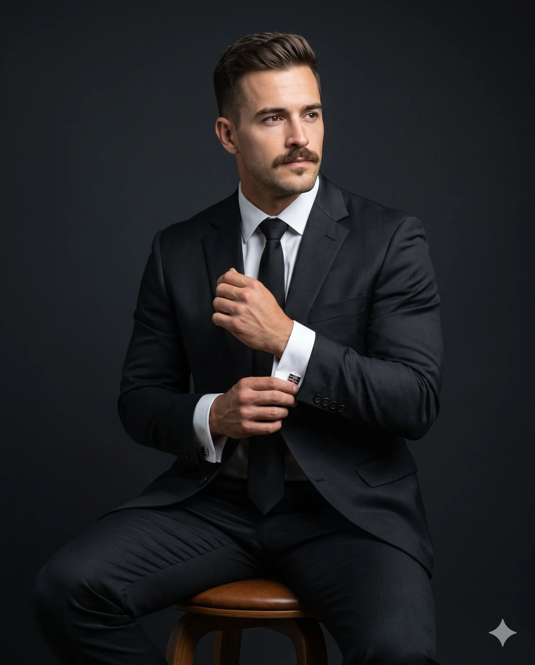 high-contrast studio portrait of a well-dressed man